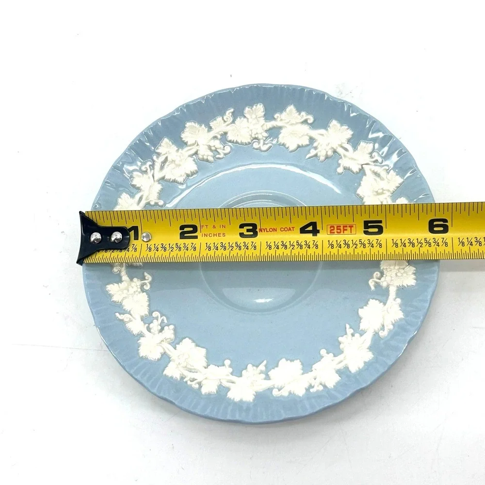 Wedgwood Queensware Cream on Lavender Blue Embossed Grapevine Tea Cup & Saucer